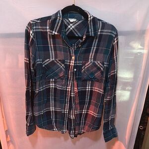 Aeropostale Blue and White Casual Button Down Shirt